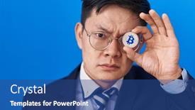  Presentation with virtual - Presentation theme having young-asian-man-holding-virtual background and a  colored foreground