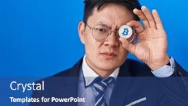  Presentation with virtual - Presentation theme having young-asian-man-holding-virtual background and a ocean colored foreground