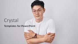  Presentation with asian nurse helps a man - Presentation theme with young-asian-man-standing-over background and a light gray colored foreground