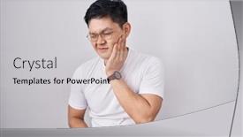  Presentation with asian nurse helps a man - Presentation theme with young-asian-man-standing-over background and a  colored foreground