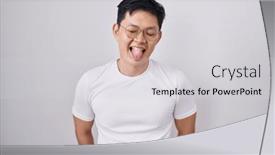  Presentation with asian nurse helps a man - Presentation having young-asian-man-standing-over background and a light gray colored foreground