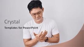  Presentation with arthritis - Slide deck having young-asian-man-standing-over background and a light gray colored foreground