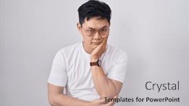  Presentation with depression - Presentation theme with young-asian-man-standing-over background and a light gray colored foreground
