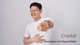  Presentation with shame - Slide deck consisting of young-asian-man-standing-over background and a light gray colored foreground