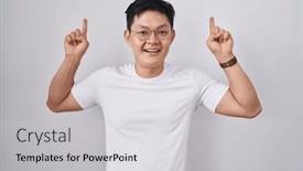  Presentation with asian - Presentation design with young-asian-man-standing-over and a light gray colored foreground