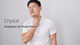  Presentation with sore throat - Presentation design featuring young-asian-man-standing-over and a light gray colored foreground