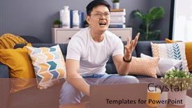  Presentation with laptop - Slide deck featuring young-asian-man-using-laptop background and a coral colored foreground