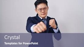  Presentation with violence - Presentation theme with young-asian-man-wearing-business background and a ocean colored foreground