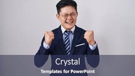  Presentation with success business - Theme with young-asian-man-wearing-business background and a ocean colored foreground