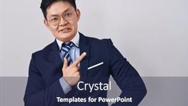  Presentation with forefinger - Slides enhanced with young-asian-man-wearing-business background and a navy blue colored foreground