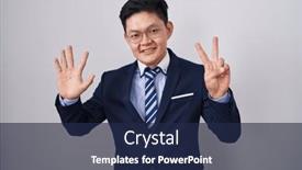  Presentation with tie - PPT theme enhanced with young-asian-man-wearing-business background and a navy blue colored foreground