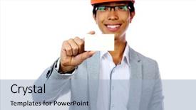  Presentation with safety - Beautiful PPT layouts featuring young asian man with safety backdrop and a light blue colored foreground