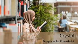  Presentation with woman muslim - Slide deck having young-asian-muslim-woman-reading background and a coral colored foreground