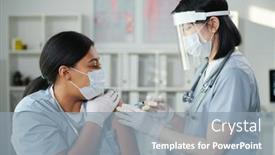  Presentation with vaccination - Beautiful slide set featuring young-asian-nurse-in-protective backdrop and a mint green colored foreground