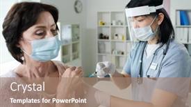  Presentation with vaccination - Audience pleasing PPT layouts consisting of young-asian-nurse-in-uniform backdrop and a coral colored foreground