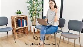  Presentation with waiting room - Slide deck with young-asian-nurse-woman-sitting background and a  colored foreground