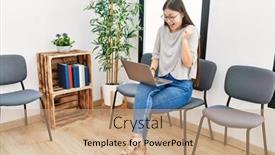  Presentation with waiting room - Slide set with young-asian-nurse-woman-sitting background and a  colored foreground