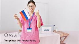  Presentation with political woman - Slides having young-asian-nurse-woman background and a lemonade colored foreground