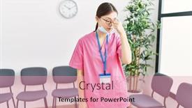  Presentation with nurse stress - PPT theme with young-asian-nurse-woman background and a  colored foreground