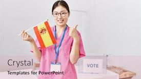  Presentation with political woman - Presentation theme consisting of young-asian-nurse-woman background and a lemonade colored foreground