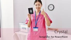  Presentation with election canada - Slide deck having young-asian-nurse-woman background and a coral colored foreground