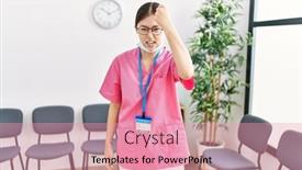  Presentation with waiting room - Theme with young-asian-nurse-woman background and a  colored foreground