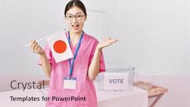  Presentation with political woman - PPT theme consisting of young-asian-nurse-woman background and a lemonade colored foreground