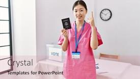  Presentation with political woman - Slides enhanced with young-asian-nurse-woman background and a coral colored foreground