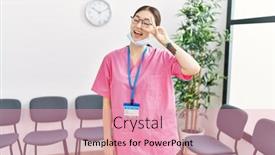  Presentation with waiting room - Presentation theme featuring young-asian-nurse-woman background and a  colored foreground