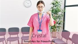  Presentation with woman sad - Theme enhanced with young-asian-nurse-woman background and a coral colored foreground