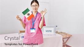  Presentation with political woman - Slide set consisting of young-asian-nurse-woman background and a lemonade colored foreground
