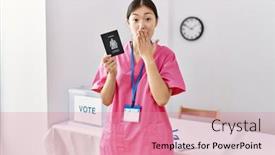  Presentation with election canada - Theme with young-asian-nurse-woman background and a coral colored foreground