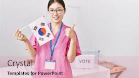  Presentation with korea flag - Slides with young-asian-nurse-woman background and a lemonade colored foreground