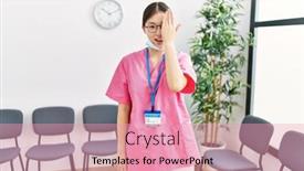  Presentation with medical eye - Presentation featuring young-asian-nurse-woman background and a  colored foreground