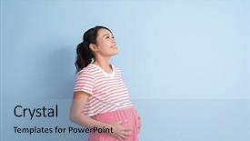  Presentation with pregnant woman in hospital - PPT layouts consisting of young asian pregnant woman closeup background and a light blue colored foreground