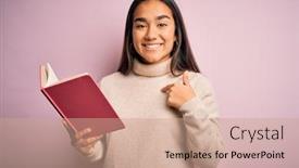  Presentation with smart - Beautiful presentation design featuring young-asian-smart-woman-holding backdrop and a coral colored foreground