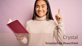  Presentation with smart - Amazing PPT theme having young-asian-smart-woman-holding backdrop and a  colored foreground