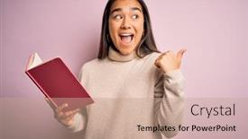  Presentation with smart - Beautiful slide set featuring young-asian-smart-woman-holding backdrop and a coral colored foreground