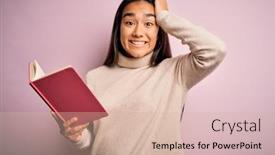  Presentation with diary - Presentation theme featuring young-asian-smart-woman-holding background and a lemonade colored foreground