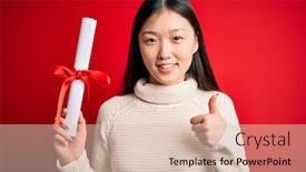  Presentation with young college student diagnosis of sti - Slide deck featuring young-asian-student-woman-holding background and a lemonade colored foreground