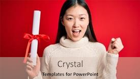  Presentation with student - Presentation featuring young-asian-student-woman-holding background and a soft green colored foreground