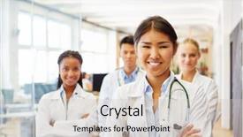  Presentation with doctor asian - Audience pleasing slide deck consisting of young asian woman as trustworthy backdrop and a light gray colored foreground