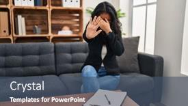  Presentation with woman sad - Presentation featuring young-asian-woman-at-consultation background and a  colored foreground