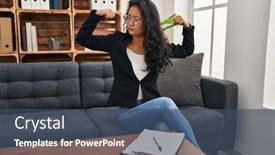  Presentation with office - Slides featuring young-asian-woman-at-consultation background and a ocean colored foreground