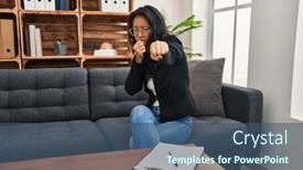  Presentation with violence woman - Presentation consisting of young-asian-woman-at-consultation background and a ocean colored foreground