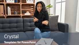  Presentation with sad woman - Theme featuring young-asian-woman-at-consultation background and a ocean colored foreground