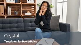  Presentation with sadness - Slides with young-asian-woman-at-consultation background and a ocean colored foreground