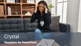  Presentation with stress - Presentation design with young-asian-woman-at-consultation background and a ocean colored foreground