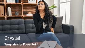  Presentation with sore throat - Slide set with young-asian-woman-at-consultation and a ocean colored foreground