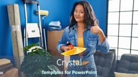  Presentation with color - Presentation design consisting of young-asian-woman-choosing-color background and a ocean colored foreground